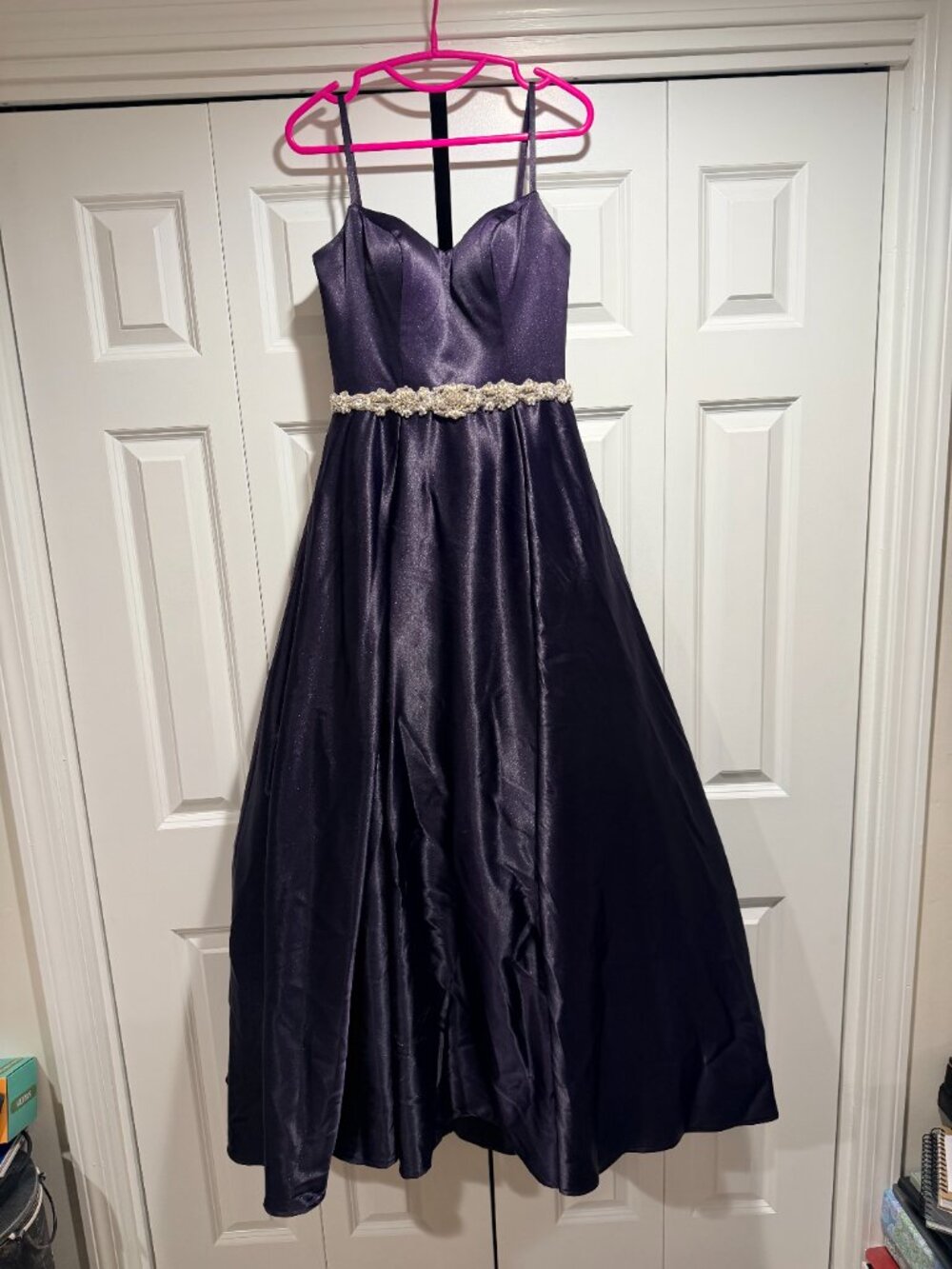 Madison James Prom Dress - Dark Purple Satin Dress/Gown